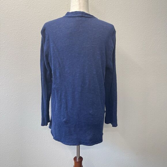 J. Jill Cardigan Sweater Womens Size M Blue Linen Open Front Beachy Coastal - Picture 2 of 8